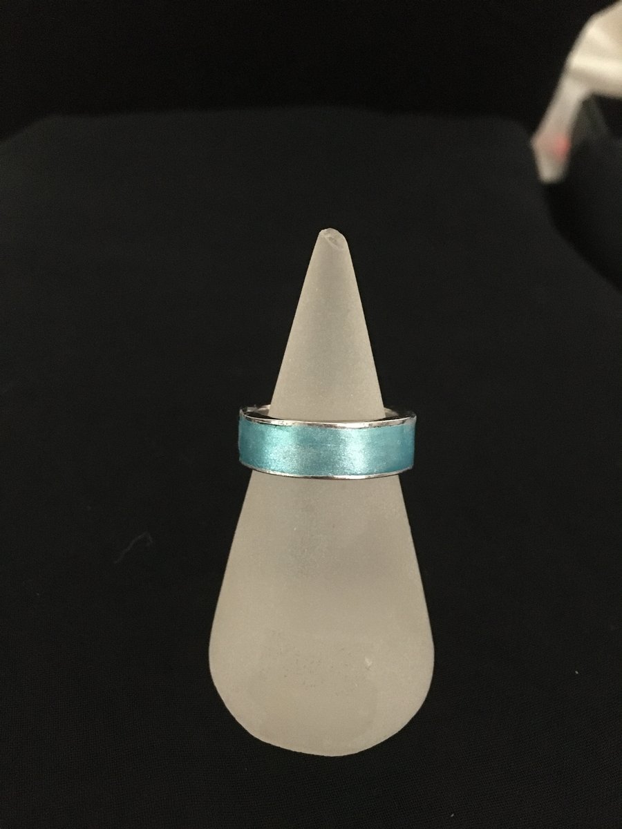 Simple Silver and Aqua Band Ring