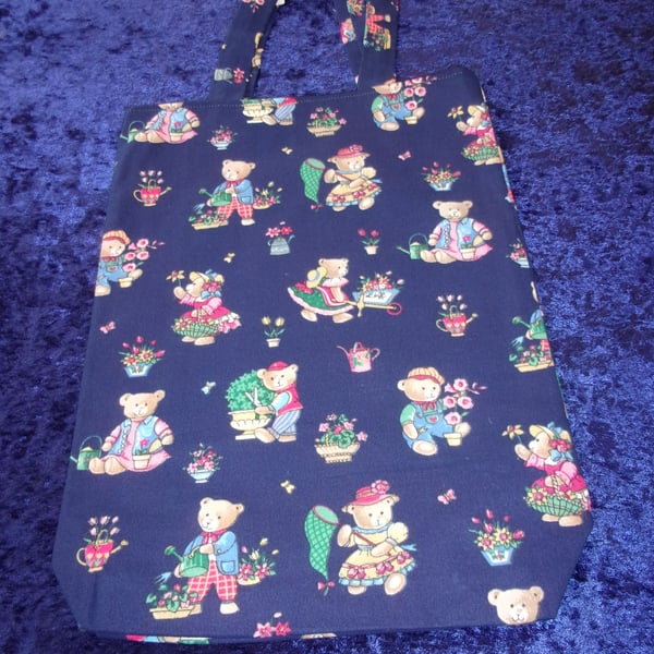 Fabric Bag with Gardening Teddy Bears