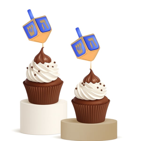 15 Pcs Hanukkah Cupcake Toppers Dreidel Shape Chanukah Party Decoration