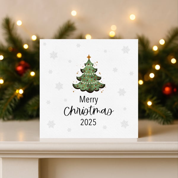 Christmas Tree 2025 Greeting Card, Merry Christmas Handmade Card