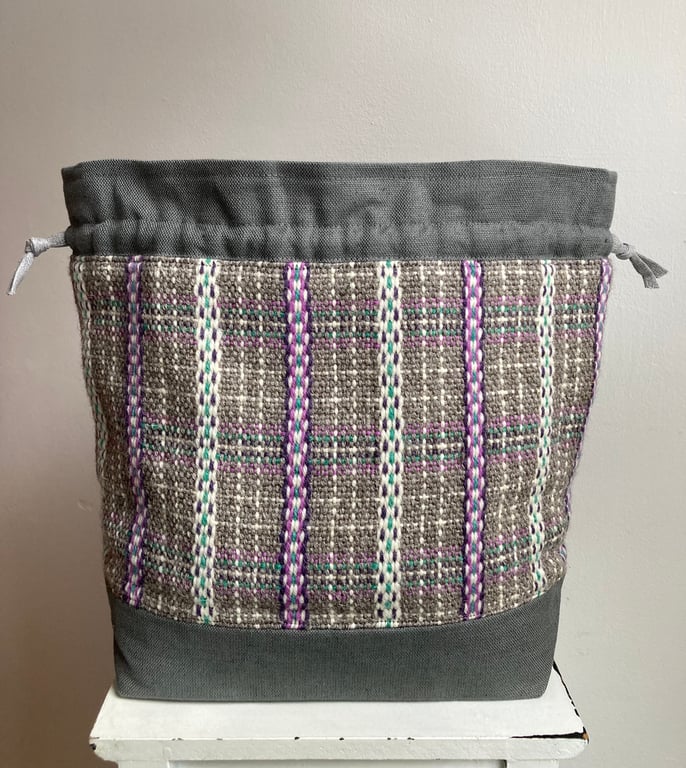 Cariad Bag - Thistle, Green & Purple. Handwoven in Wales