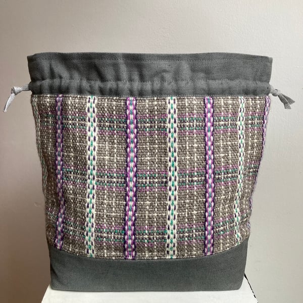 Cariad Bag - Thistle, Green & Purple. Handwoven in Wales