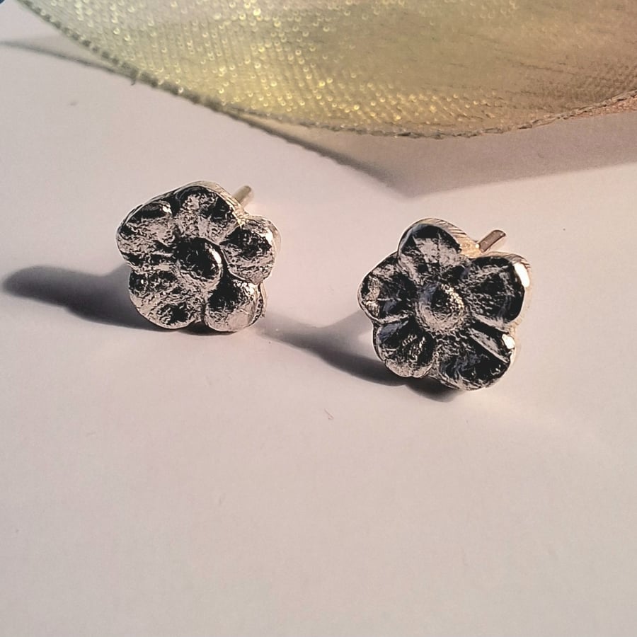 Silver Flower Studs