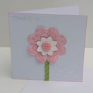 Handmade Birthday card for her with pretty pink flower embellishment 