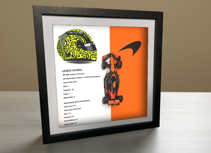 Lando Norris McLaren MCL39 2025 Helmet Artwork Box Frame 1-43 Car Wall Art Decor