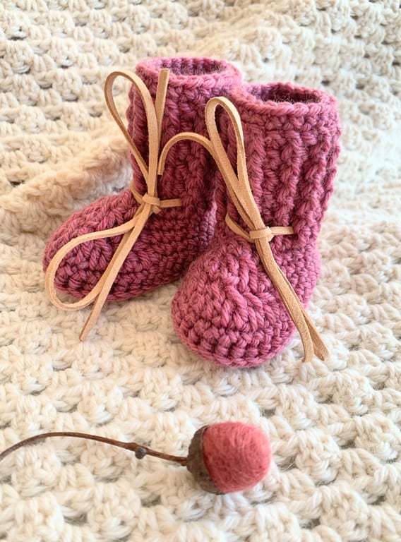 Classic Booties Merino Wool with Faux Suede Ties