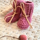 Classic Booties Merino Wool with Faux Suede Ties