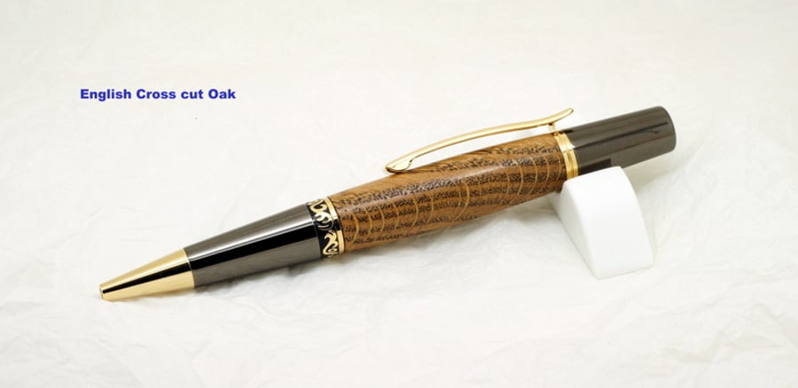 Zeta top twist pen dressed in Cross cut Oak