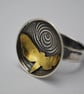 Butterfly moth illusion ring - sterling silver and brass ring - mixed metal ring - Image 1