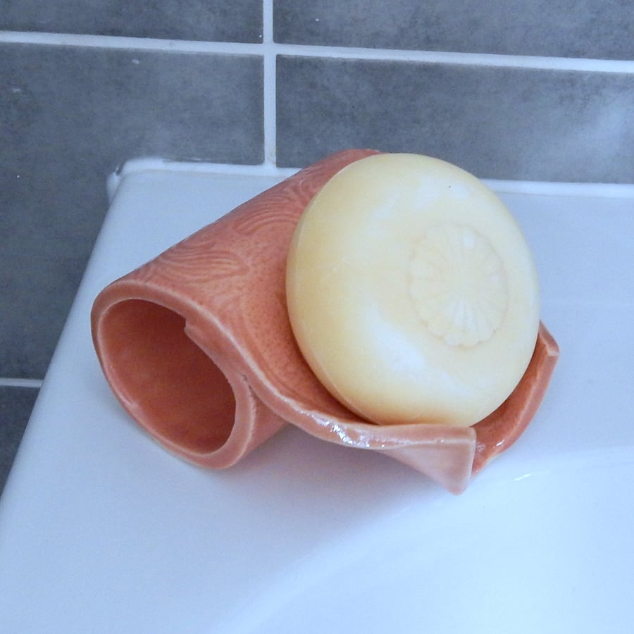 Soap dish handmade in textured stoneware ceramic  pottery soapdish