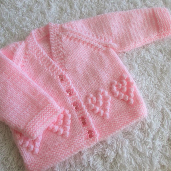 14" Newborn V Neck Hearts Cardigan 