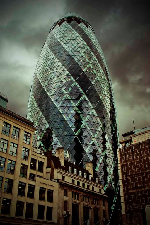 30 St Mary Axe The Gherkin London England UK 12"x18" Print