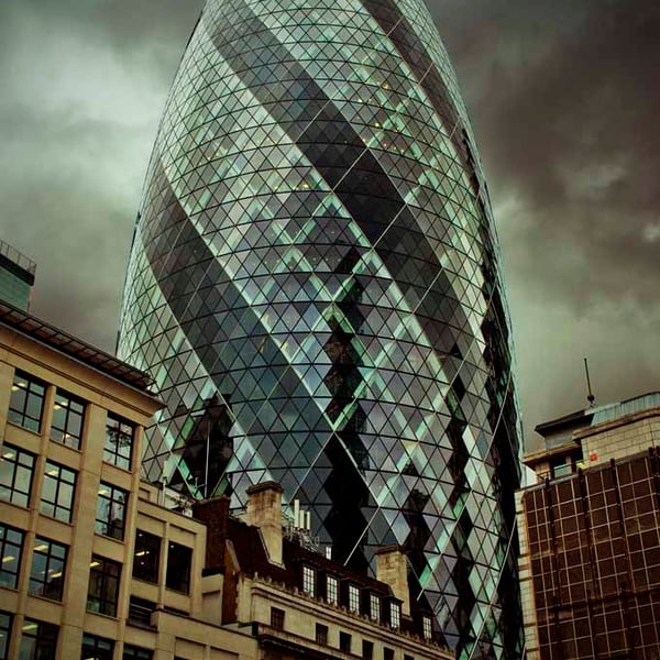 30 St Mary Axe The Gherkin London England UK 12"x18" Print