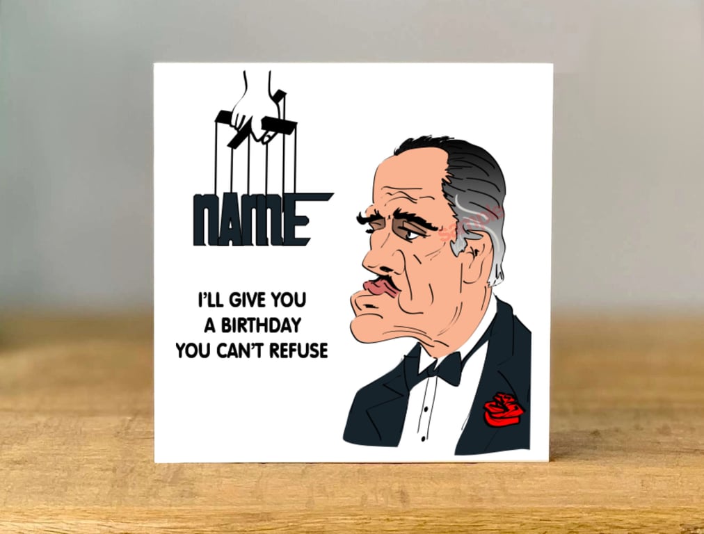 Personalised Godfather Birthday Card, Brando Inspired, Movie, Brother, Dad, 