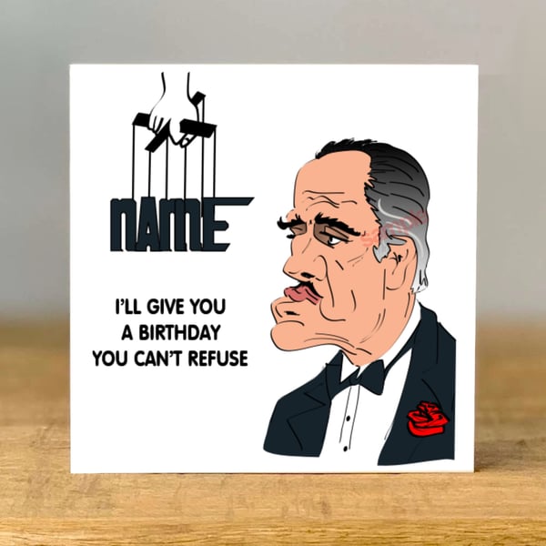 Personalised Godfather Birthday Card, Brando Inspired, Movie, Brother, Dad, 