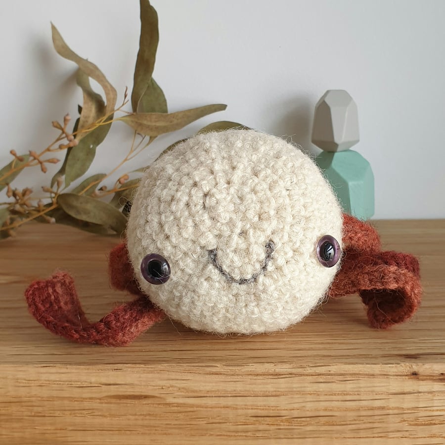 Woolly Pebble Creature - White & Red