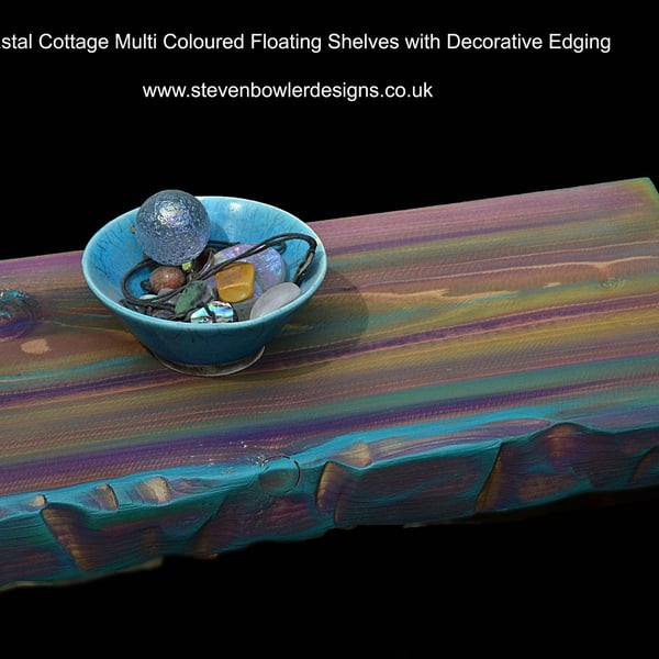 Wooden Floating Shelf Unique Coastal Cottage Candy Stripe Colours 