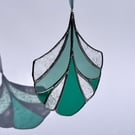 Emerald Art Deco stained Glass Suncatcher with vintage inspired glass