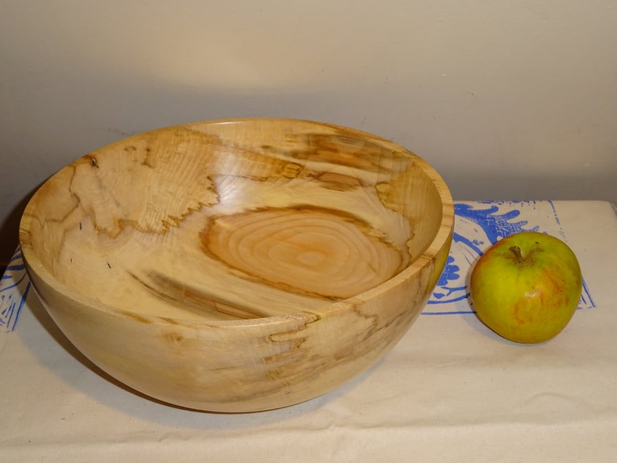 A deep Spalted Beech Fruit Bowl