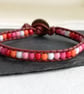 Lesbian flag coloured bead and leather bracelet, LGBTQ - Image 8
