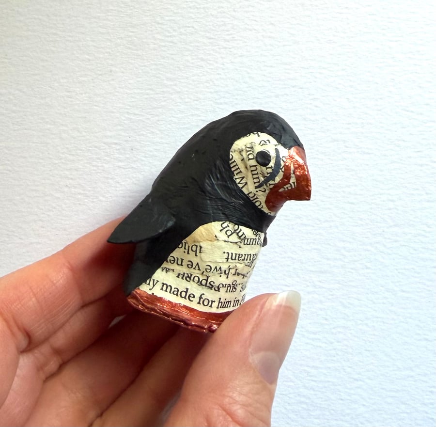 Handmade Copper Puffin, SALE PRICE handmade nature inspired art gifts for reader
