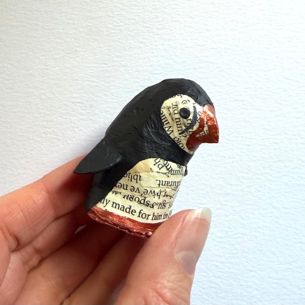 Handmade Copper Puffin, SALE PRICE handmade nature inspired art gifts for reader