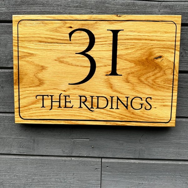 House Sign Solid Oak and Resin 