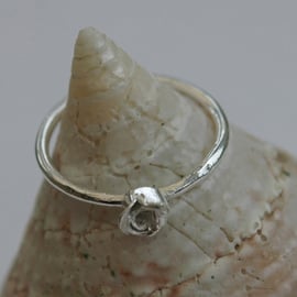 Silver Ring with Dainty Rose,  size O