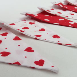 Hearts & Dots Fabric Bunting Red & White Fabric Wedding Engagement Valentine