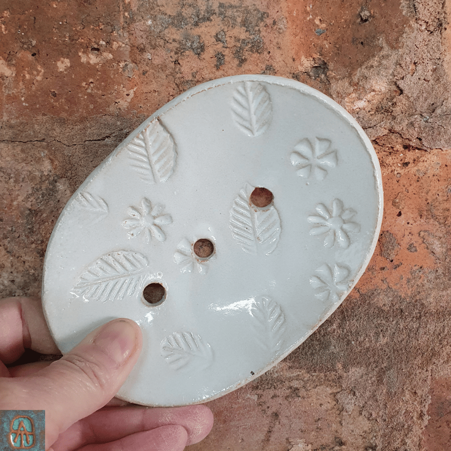 Handmade rustic ceramic soap dish