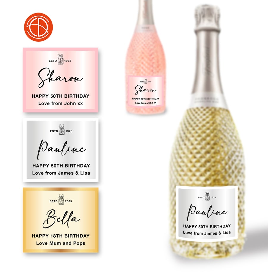 Personalised Prosecco Bottle Label Birthday, Folksy