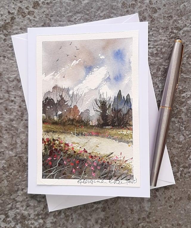 Gateway. Handpainted Blank Card. Letterbox Gift. Keepsake