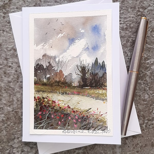 Gateway. Handpainted Blank Card. Letterbox Gift. Keepsake