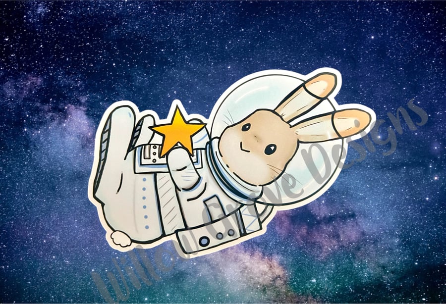 Astronaut bunny sticker large