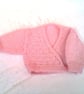 Hand Knitted Baby's Crossover Style Ballerina Cardigan, Prem Sizes, Custom Make