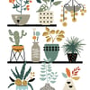 068 - Cross Stitch Mid Century House Pot Plants Pattern