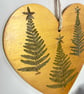 Pressed Fern Hand Painted Wooden Christmas Heart Hanging Decoration - Image 3