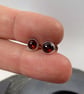 Garnet stud earrings sterling silver , gemstone studs pinky red - Image 9