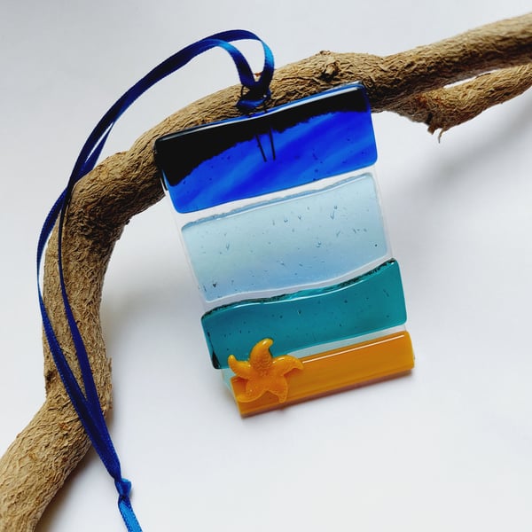 Seaside Fused Glass Suncatcher 