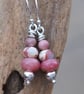 Rose Jade Silver Drop Earrings