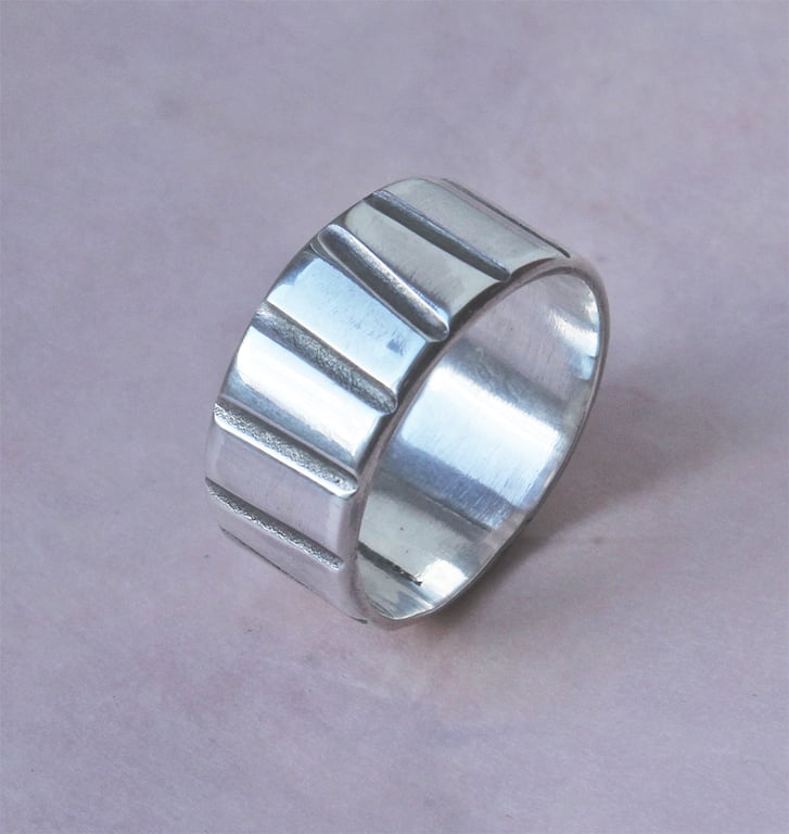 Silver Ring - Handmade Textured Silver Ring - Silver Band Ring
