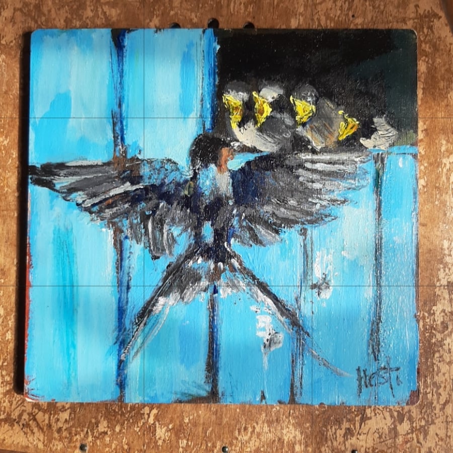 Swallows return original painting 