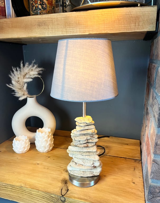 Handmade Driftwood Lamp with Bulb & Shade