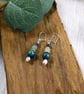 Earrings, Sterling Silver, Chrysocolla and Aquamarine Droppers - Image 5