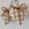 CLEARANCE Pair hanging hearts Laura Ashley dark linen check