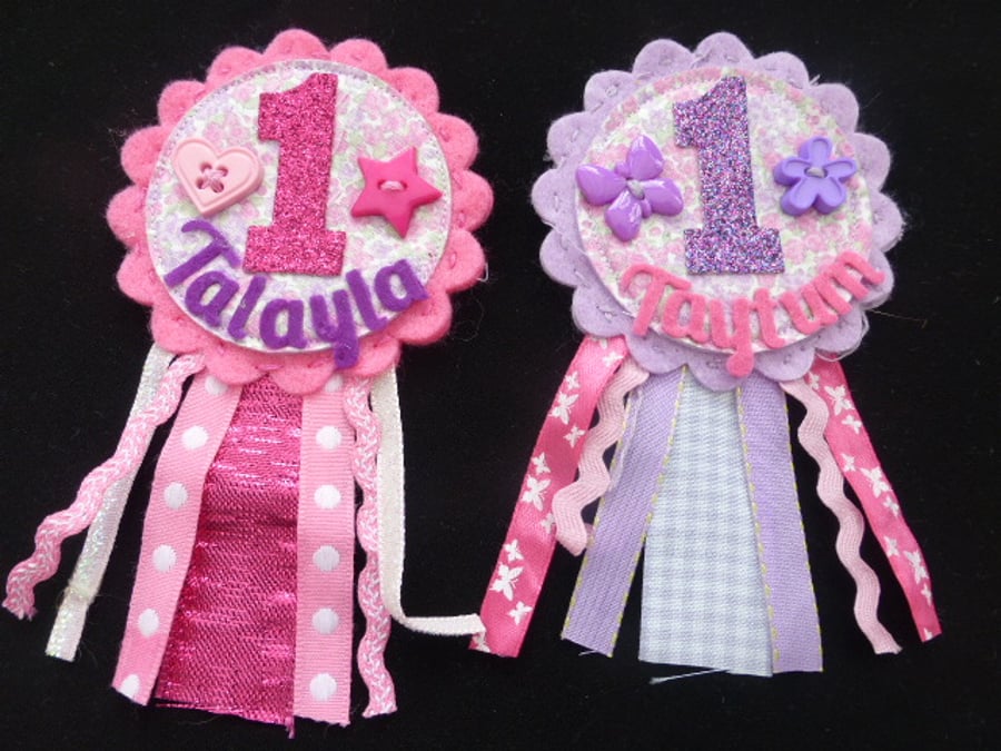 Birthday badge-Rosette - Smaller - First Biirthday