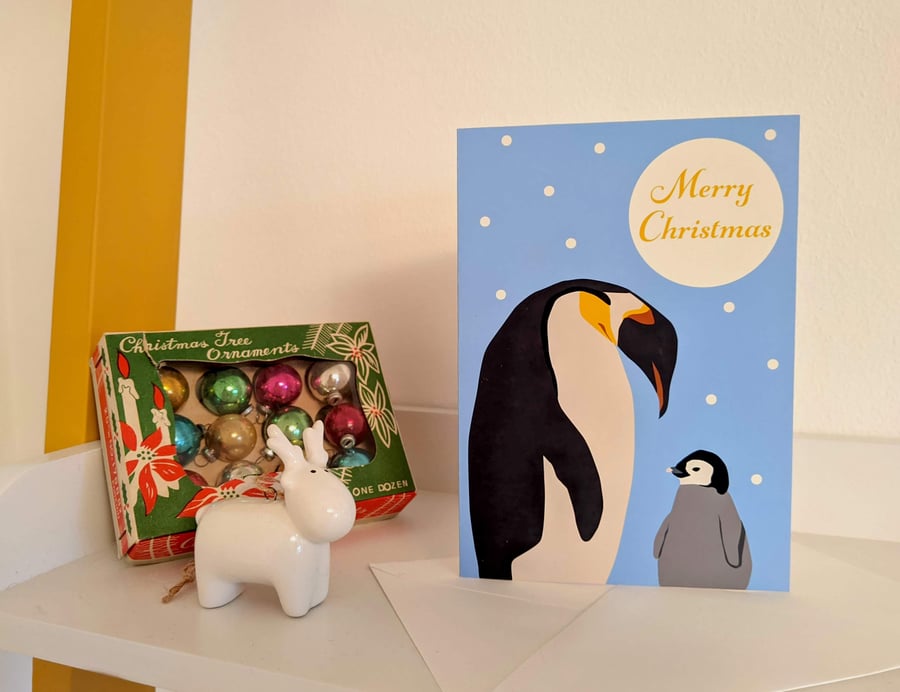 Penguin and Baby Christmas Card