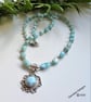 Designer Luxury Larimar Sterling Silver Necklace 