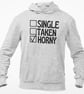 Single Taken Horny Hooded Sweatshirt Funny Rude Novelty Single Person Jumper  - Image 3