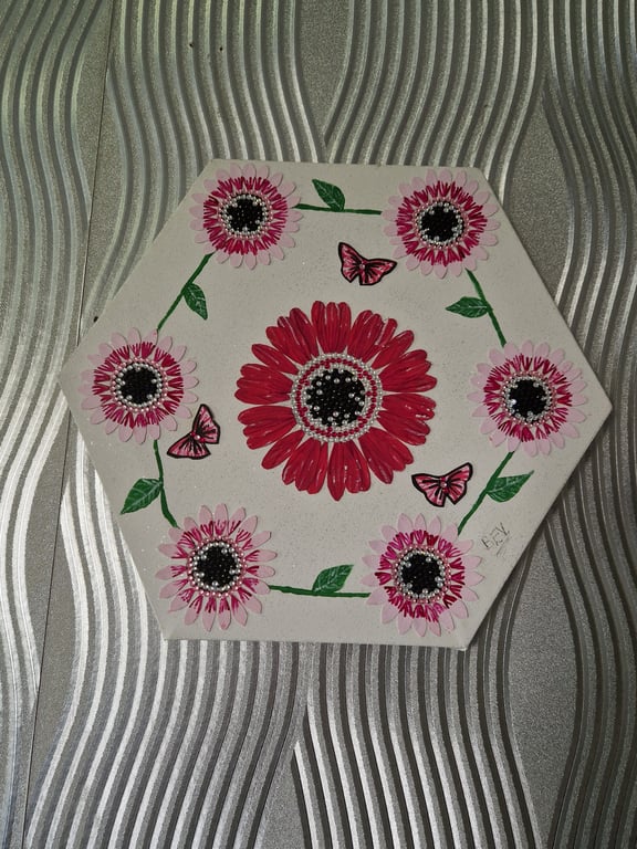 Sequinned pink flowers 